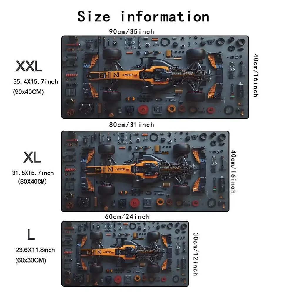 XXL Racing Car Gaming Mouse Pad Extended Desk Mat black 900x400x2 Mm