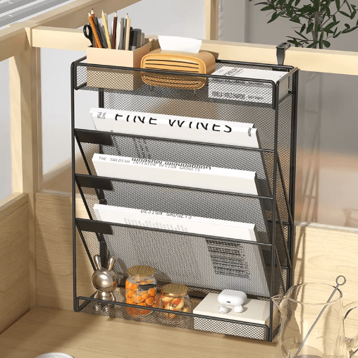 5 Tier Mesh Desk File Organizer Rack With Wall Mount Option 6 tier
