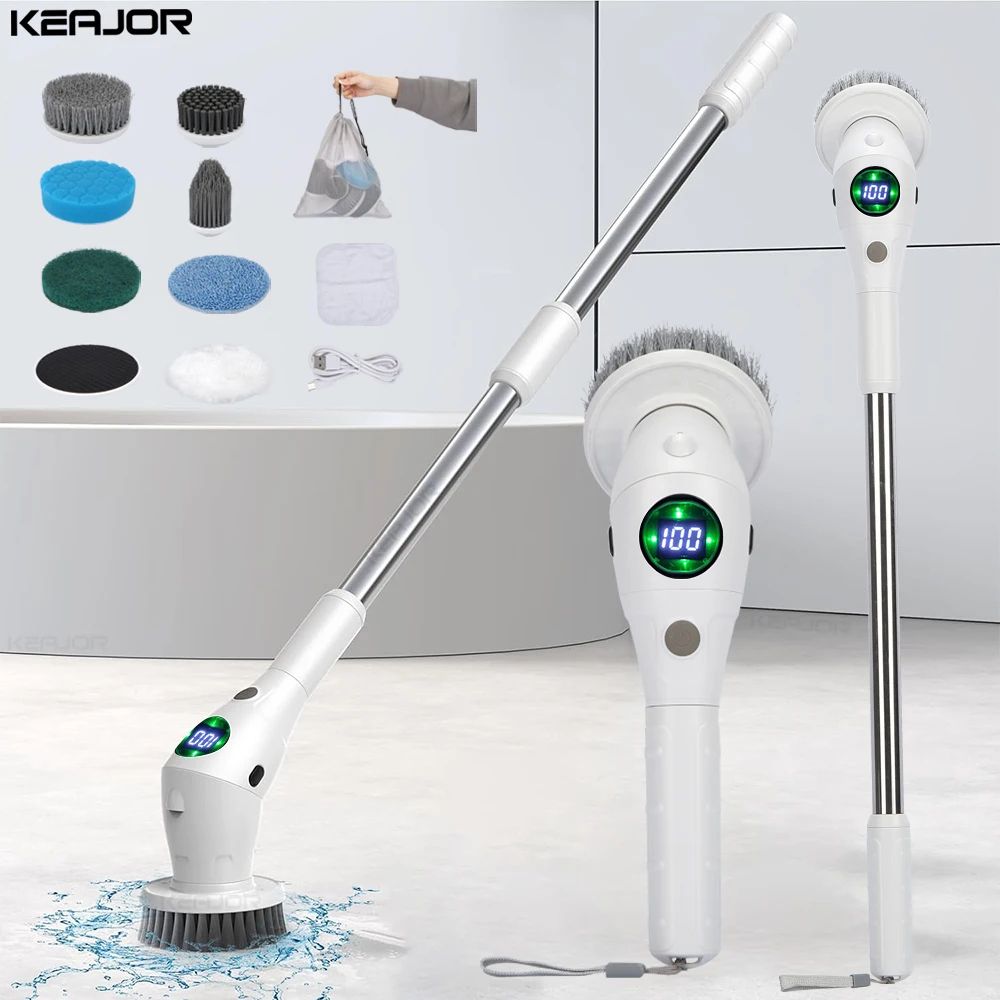 Wireless Electric Bathroom Cleaning Brush white Eu Plug