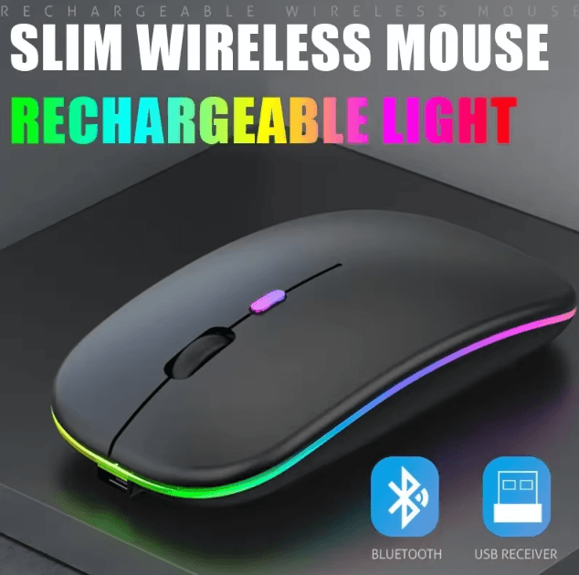 LumiWave 5.2 Wireless Bluetooth Gaming Mouse USB Charging & 2.4 GHz Portable Mouse space Silver