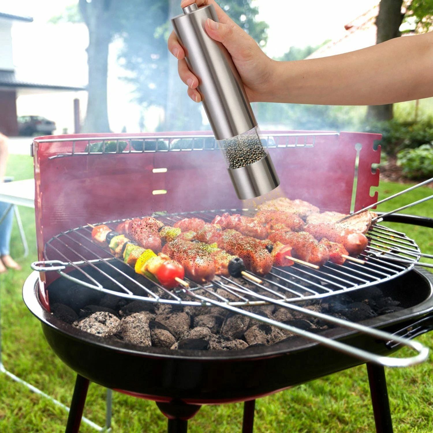 Electric Salt & Pepper Grinder Mill Set, Adjustable Stainless Steel, One Touch Operation Electric Salt & Pepper Grinder Mill Set, Adjustable Stainless Steel, One Touch Operation