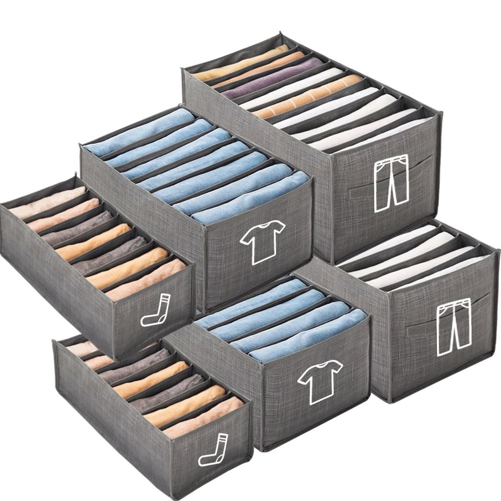 Foldable Closet Clothes Organizer Storage Box With Handles large (2 Pcs 7 Grids)