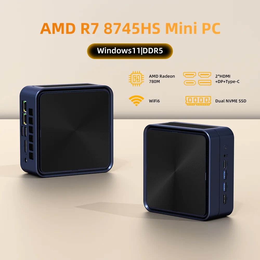 ZXIPC Ryzen Mini PC Compact Desktop With DDR5 And 4K Support zhr R7 8745hs no Ram No Ssd