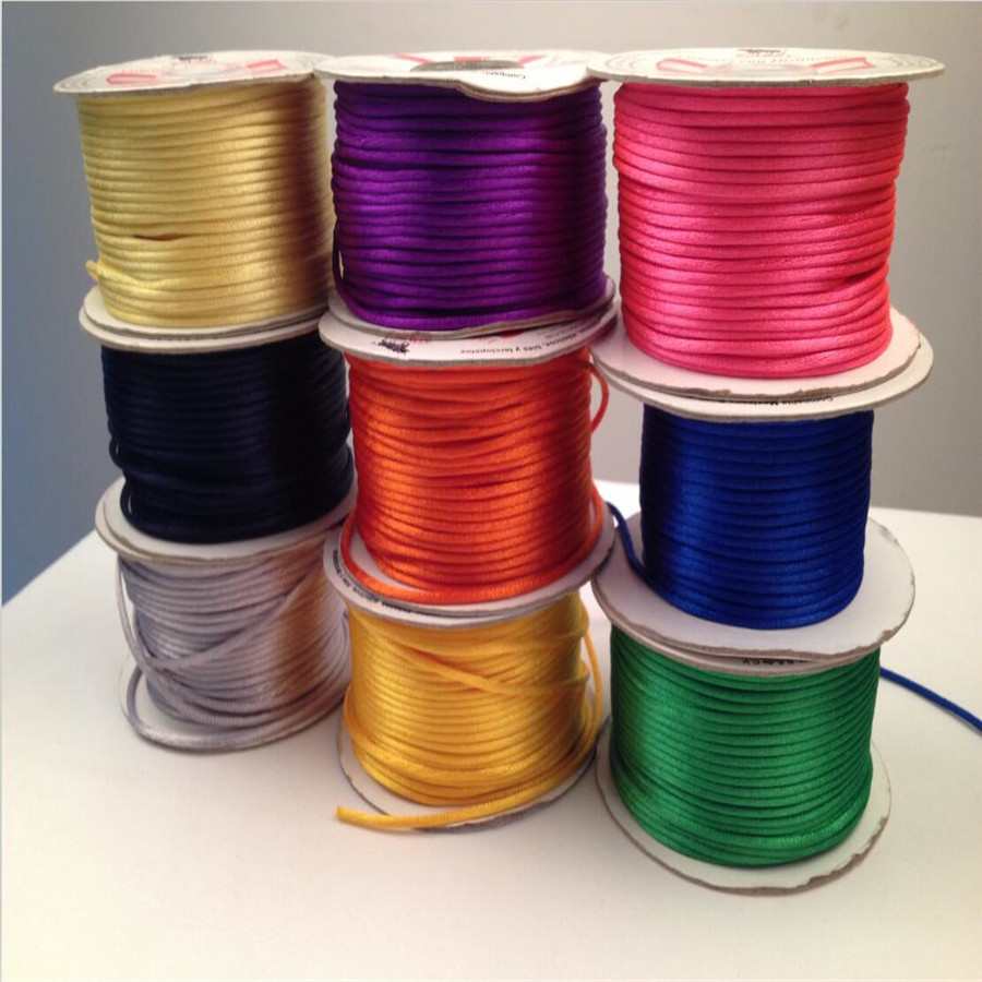 Braided Macrame Silk Cord For DIY Bracelets, Chinese Knot Satin Beading Rope coffee 40meters