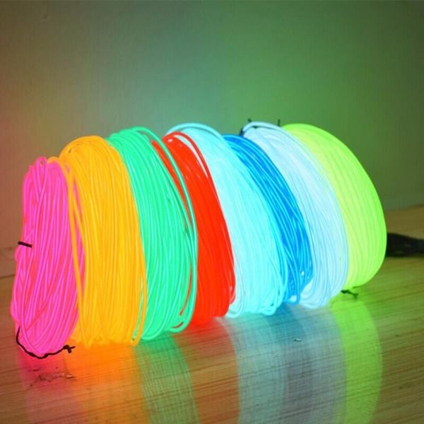 Neon LED Light Glow EL Wire Strip, Tube Rope, Party Car Decor With Controller Vibrant Lighting For Home, Car 10ft sound Activated red