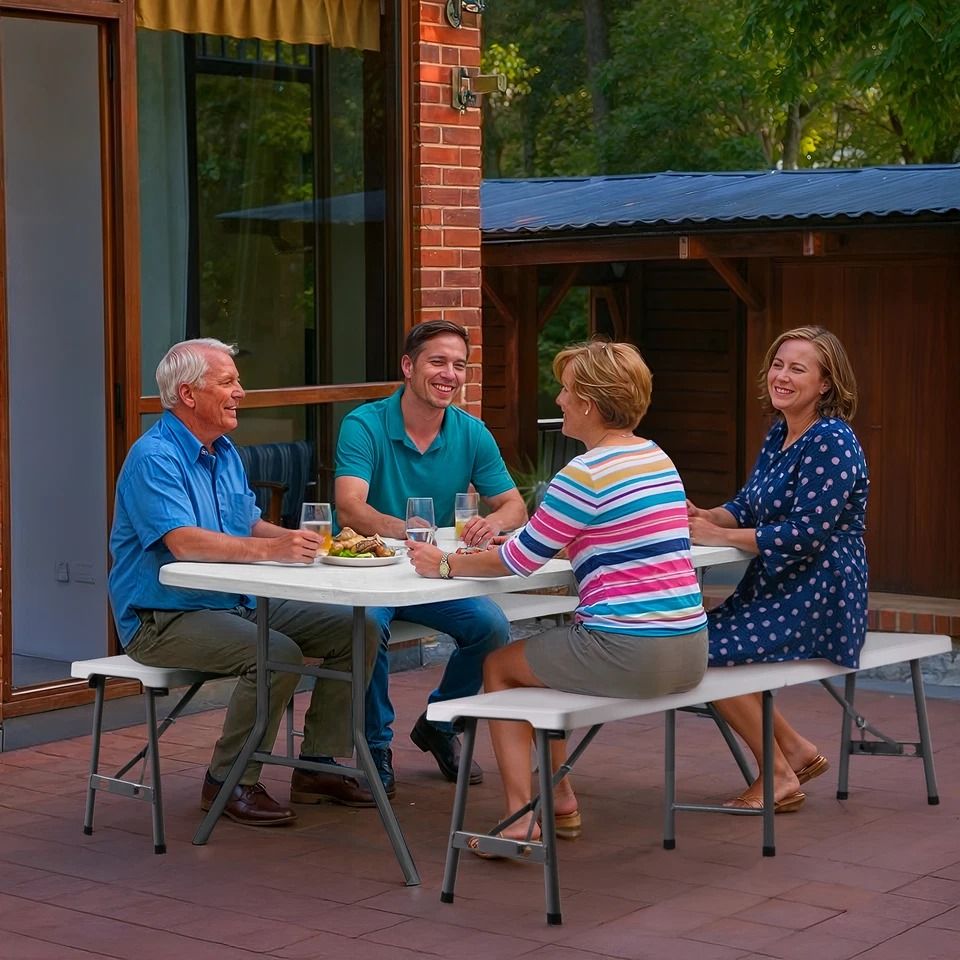 Lightweight Plastic Folding Bench, Sturdy & Compact, For Indoor Outdoor Use, White Folding Bench For Events Lightweight Plastic Folding Bench, Sturdy & Compact, For Indoor Outdoor Use, White Folding Bench For Events
