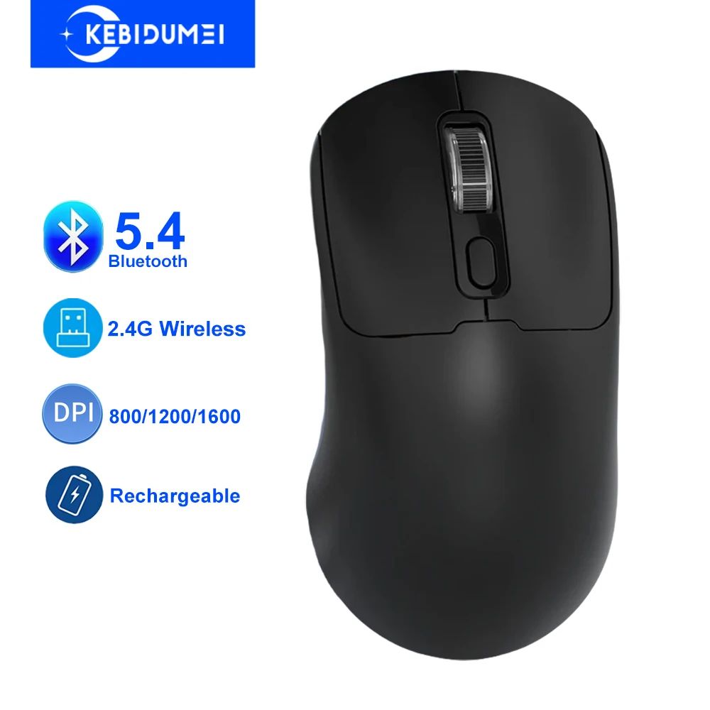 Dual Mode Bluetooth Wireless Mouse Silent Rechargeable 2.4G Gaming & Office Mouse white