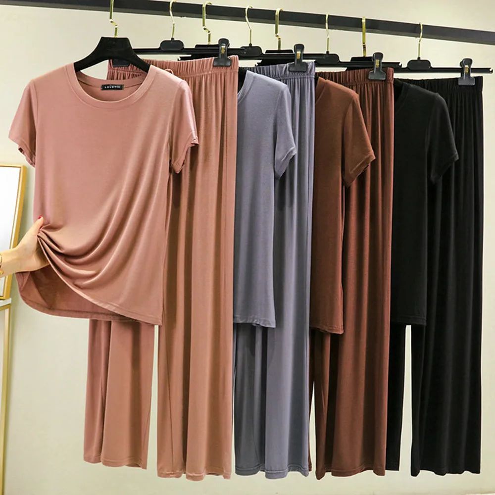 Summer Breeze Womens Modal Pajama Set Soft Womens Modal Pajama Set Lounge Sleepwear (M XXL) navy Blue xl