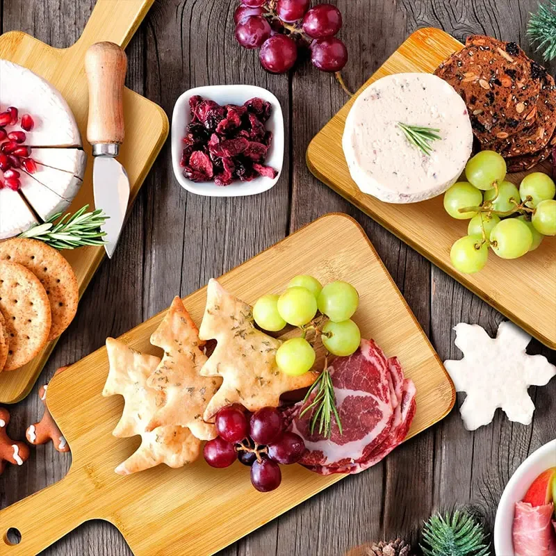 Large Bamboo Cutting Board With Handle, Wooden Kitchen Chopping Board For Pizza, Vegetables, Meat, Durable Serving Board s