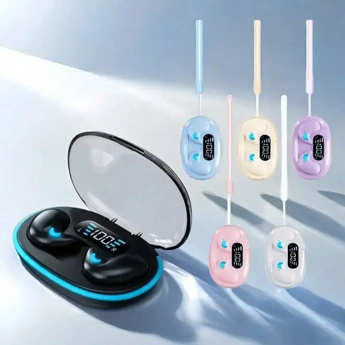 Sleeping Bluetooth Earbuds Wireless Bluetooth Earphones HiFi Stereo With Mic blue