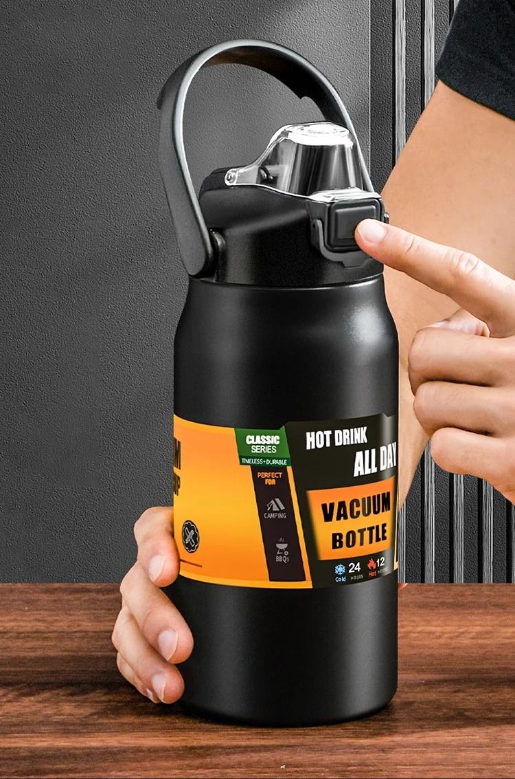 Portable 304 Stainless Steel Thermal Mug Tumbler With Straw Vacuum Flask Coffee Cup Sports Water Bottle mint Green 1000 Ml