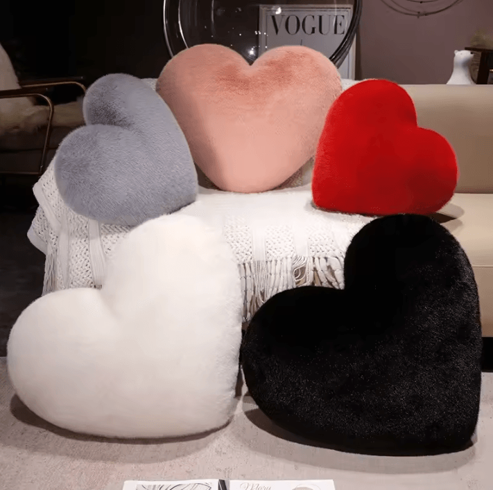 HeartFur Nordic Heart Shaped Cushion Soft Solid Color Throw Pillow For Sofa & Bed black 15.75 17.72 Inches