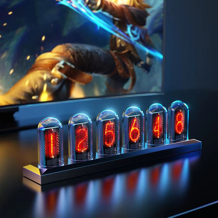 NeoGlow RGB Nixie Tube Clock Color LED Screen Analog Digital Desk Display NeoGlow RGB Nixie Tube Clock Color LED Screen Analog Digital Desk Display