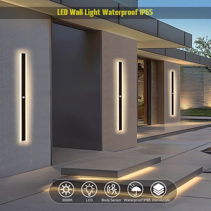 SmartGuard LED Outdoor Motion Sensor Wall Light IP65 Waterproof Garden & Porch Lamp a Style 180cm Warm White Black