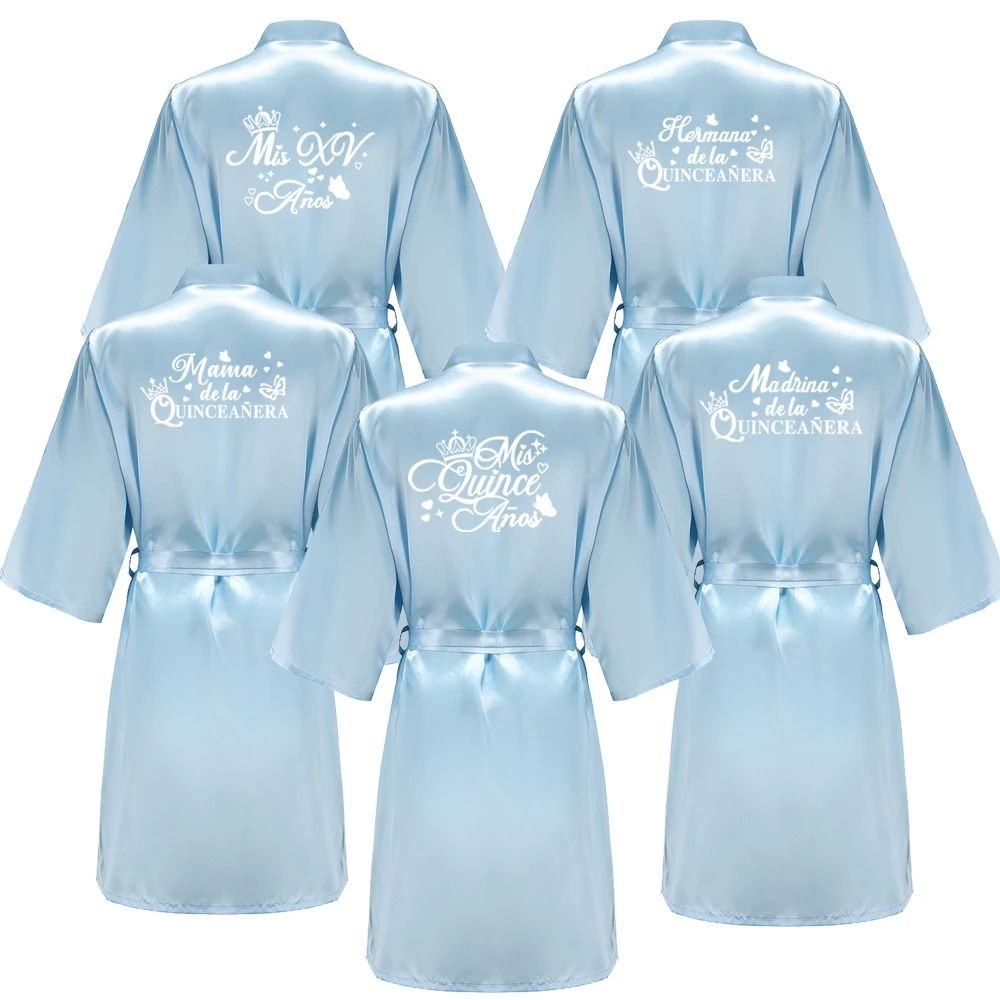 Princess Quinceanera Birthday Party Robe Professional Silkly Nightgown & Mis XV Sweet 15 Bathrobe j s