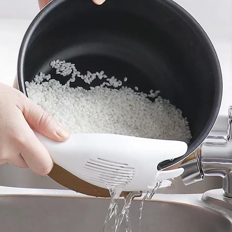 Rice Sieve Spoon Kitchen Drain Colander With Handles Multi purpose Strainer For Rice, Grains & More Easy Drainage Rice Sieve Spoon Kitchen Drain Colander With Handles Multi purpose Strainer For Rice, Grains & More Easy Drainage