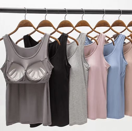 Womens Tank Top With Built In Bra Padded Slim Fit Summer Vest pink xxl(us 14)