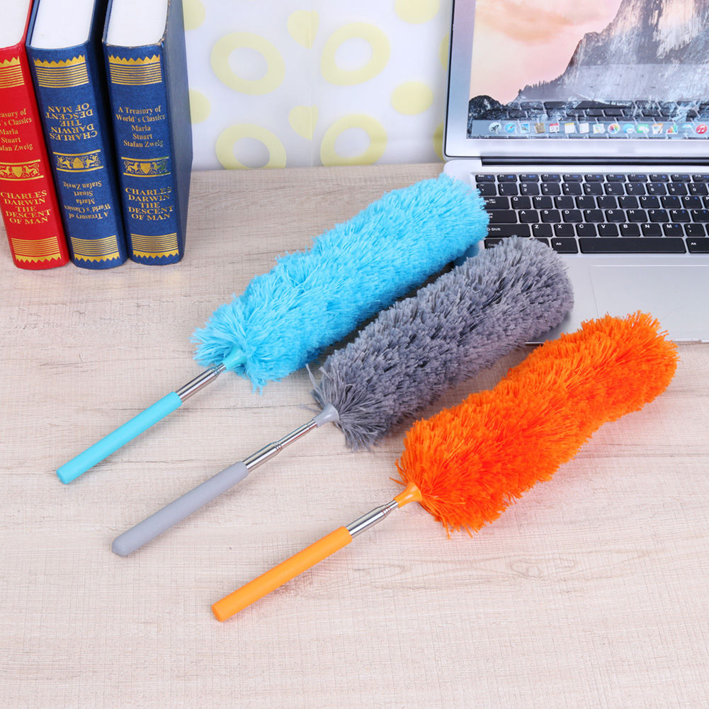 Adjustable Duster Dust Cleaner, Microfiber Feather Duster, Furniture Dust Brush, Extendable Household Cleaning Tool orange