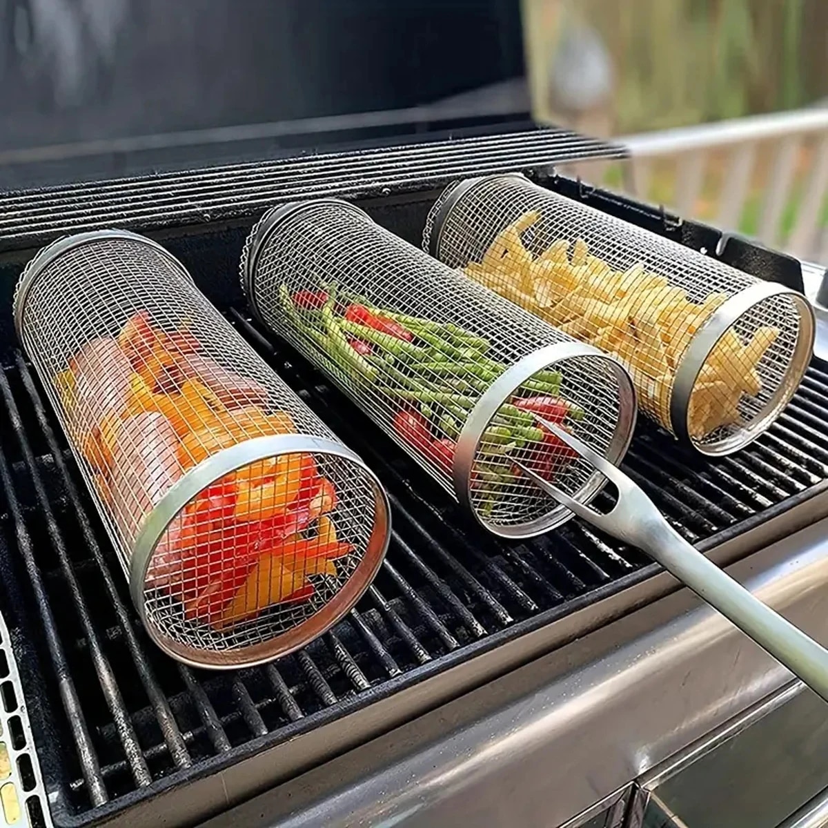 Stainless Steel BBQ Grill Cagekit Perfect For Outdoor Cooking And Camping l