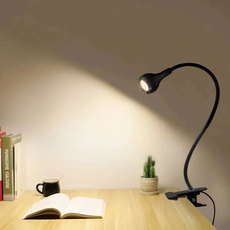 Flexible USB Clip On Reading Lamp Versatile Study & Bedside Light silver Shell