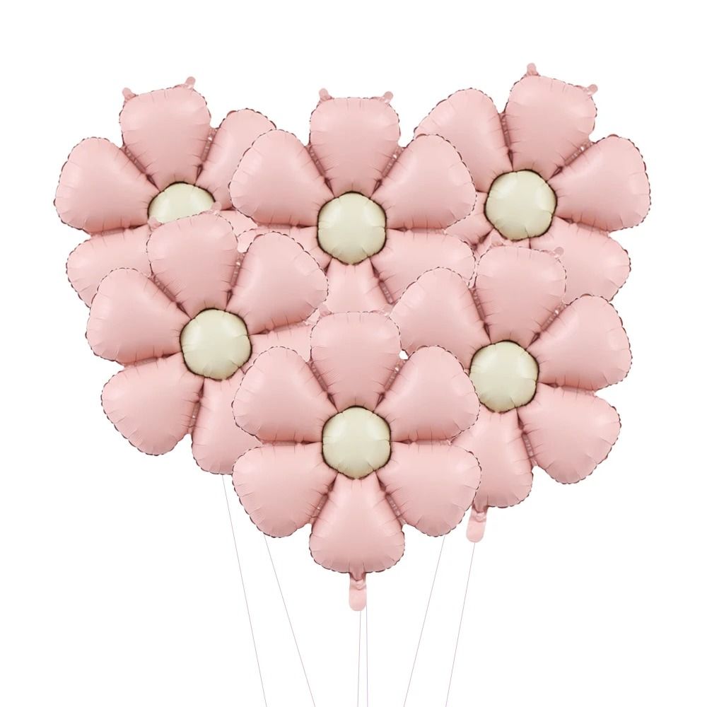 6 Piece Matte Candy Daisy Foil Balloon Set pink