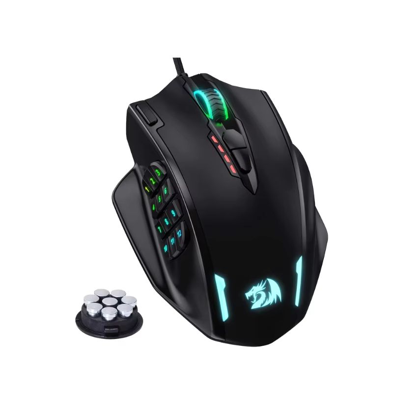 Redragon M908 Impact RGB Wired MMO Gaming Mouse, 18 Programmable Buttons, 12400 DPI black