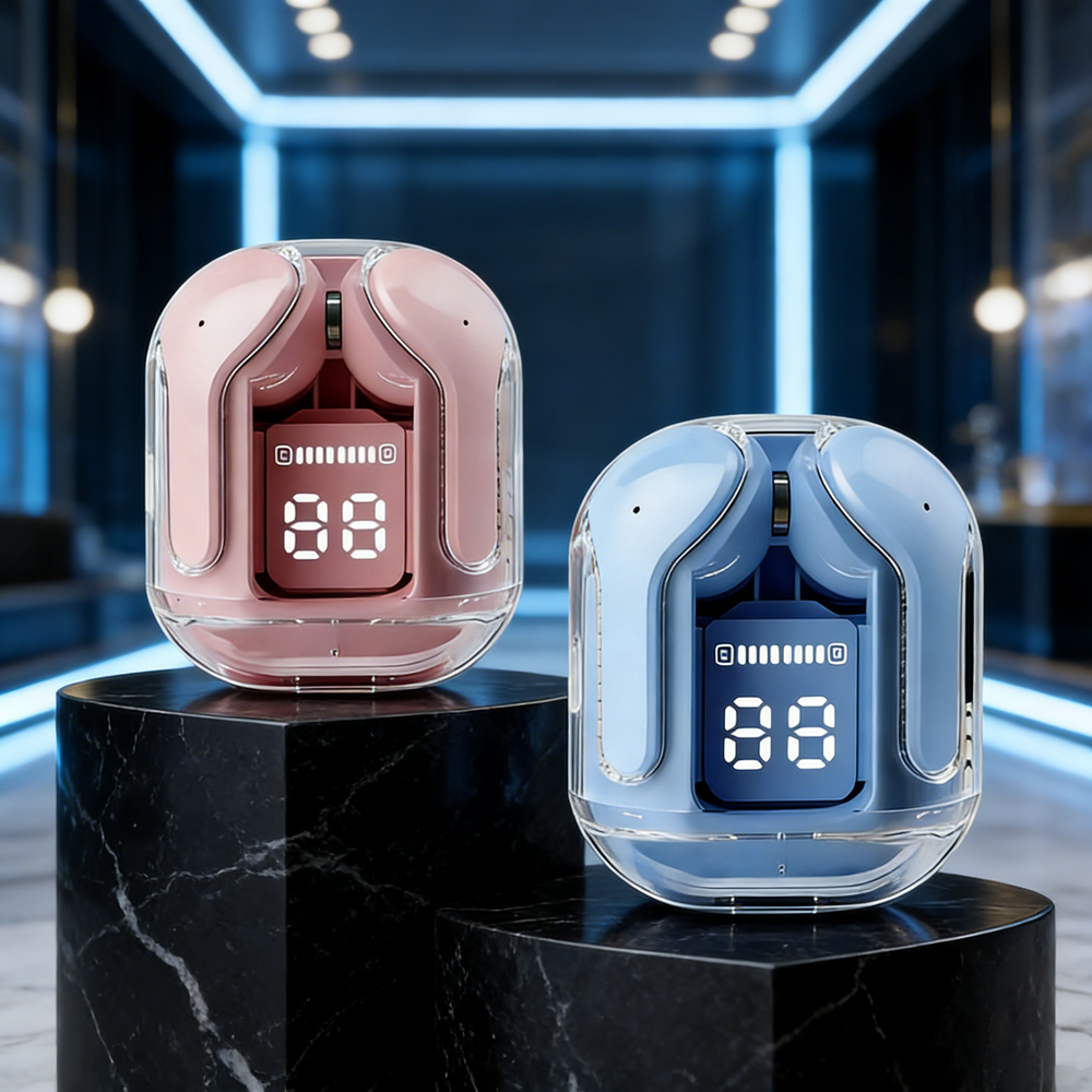 Transparent TWS Wireless Bluetooth Headphones HIFI Sound Premium Audio Experience black