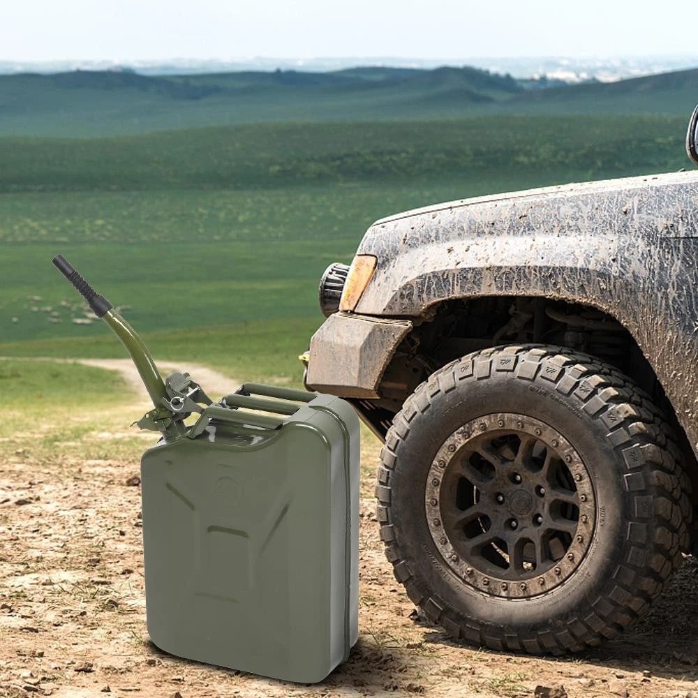 Army Green Fuel Can 5 Gal 20L Gasoline Metal Gas Tank, Emergency Backup Army Green Fuel Can 5 Gal 20L Gasoline Metal Gas Tank, Emergency Backup