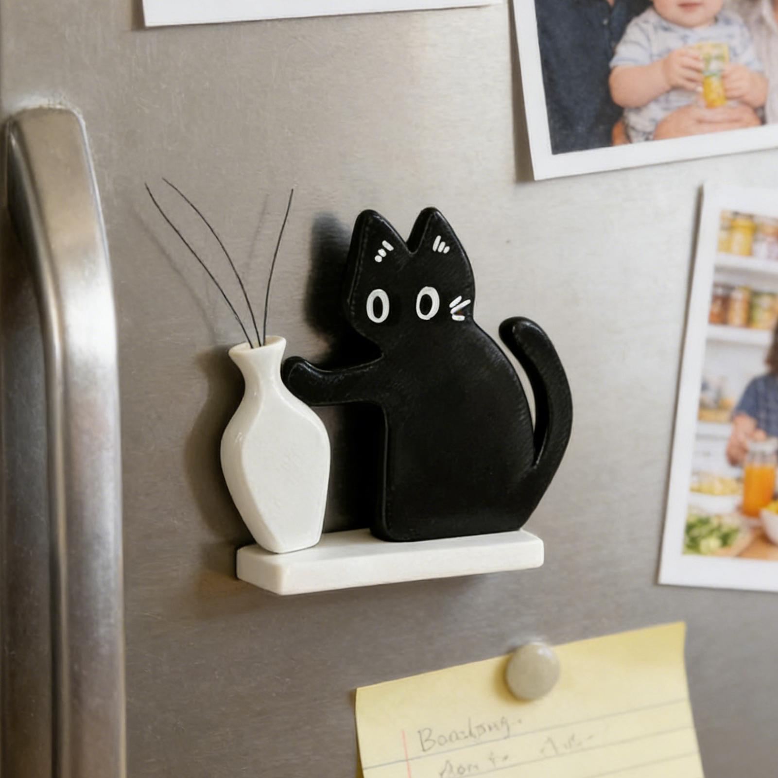 Cute Cat Pushing Vase Decor, Fridge Magnet, Cat Lovers Memorial Box, Whisker Collection Gift For Home Office Cute Cat Pushing Vase Decor, Fridge Magnet, Cat Lovers Memorial Box, Whisker Collection Gift For Home Office