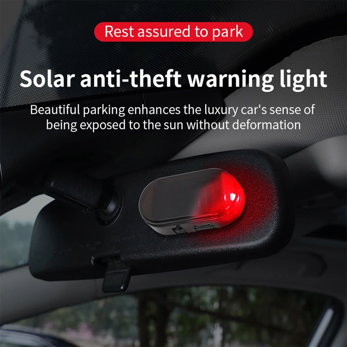 Solar Dummy Car Alarm Light With Auto Night Sensor Flashing LED Fake Security Warning Lamp black Shell Red