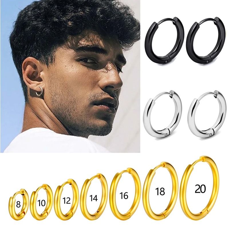 Stainless Steel Minimalist Hoop Earrings rainbow 8mm