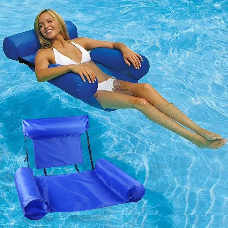 Inflatable Pool Lounge Chair With Armrests Headrest PVC Oxford Cloth Ideal For Relaxation At Beach Lake Pool For Adults orange