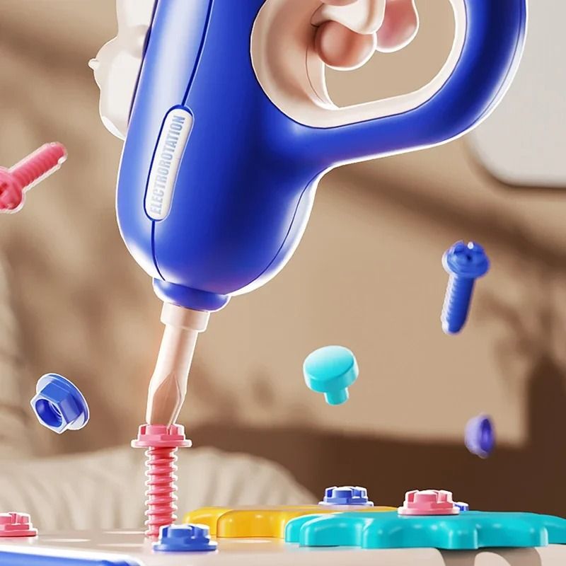 Kids Tool Box Toy Pretend Play Construction Set With Drill And Assembly Tools blue (152 Pcs)