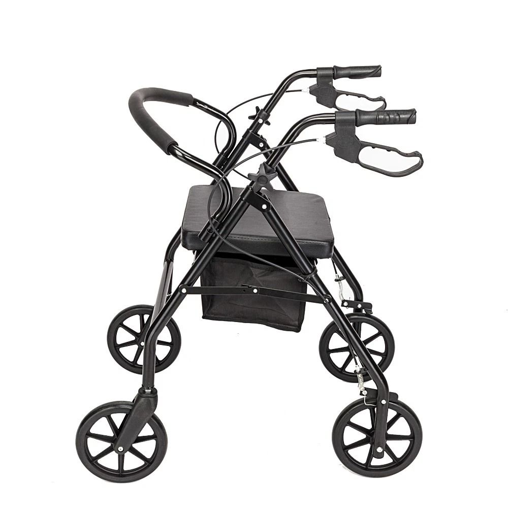 Lightweight Aluminum Rollator Walker With Curved Back Seat & Adjustable Height Lightweight Aluminum Rollator Walker With Curved Back Seat & Adjustable Height