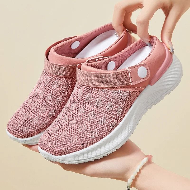 Womens Fashion Breathable Mesh Slip On Shoes pink 9