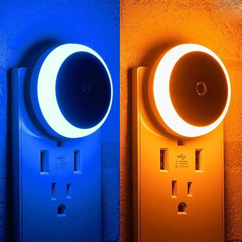 Dusk To Dawn Sensor Plug In LED Night Light amber uk Plug 100 220v