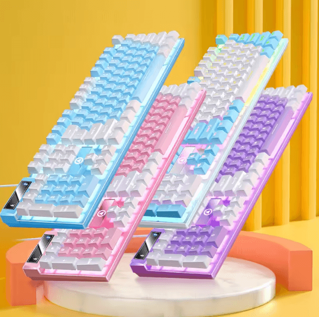 EliteStrike 104 Key Wired Backlit Gaming Keyboard Mechanical Feel RGB Color Matching For PC & Laptop pink