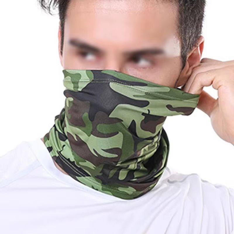 Breathable Ice Silk Outdoor Headscarf Sports Headscarf & UV Protection Neck Scarf For Hiking And Summer Activities camouflage Green