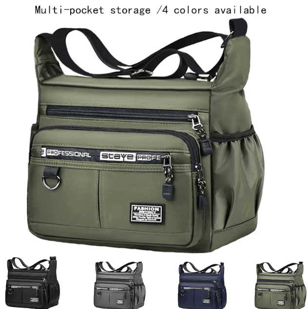 Mens Multi Pocket Crossbody Shoulder Bag Business Single Shoulder Travel Sling Bag black