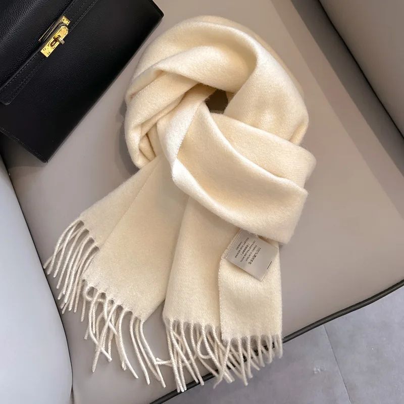 Premium 100% Wool Winter Narrow Scarf 28 Solid Colors Unisex Warm & Cold Proof Wrap 9