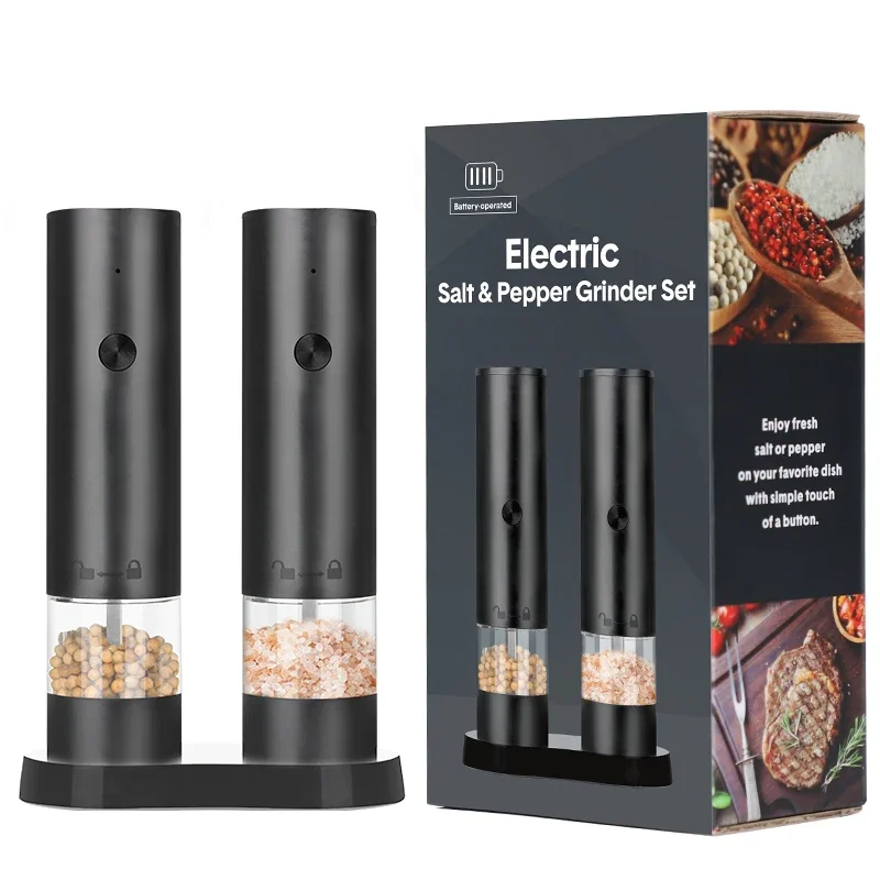 USB Rechargeable Electric Salt And Pepper Grinder Adjustable Coarseness, Large Capacity, Auto Spice Grinder For Effort usb Style 2pcs