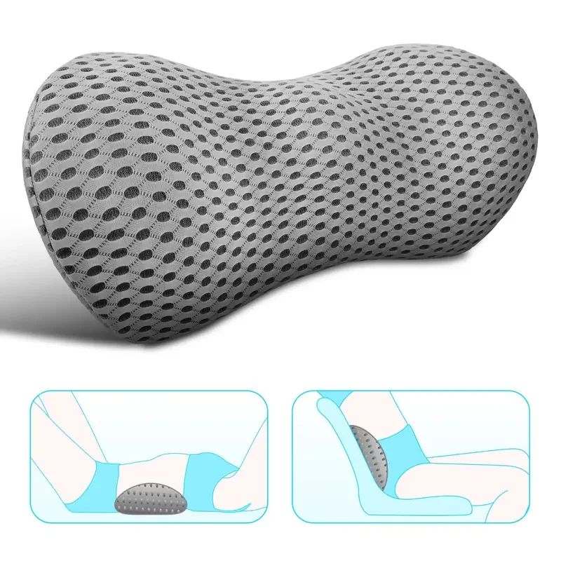 Ergonomic Memory Foam Lumbar Pillow With Removable Cover blue 12.6 9.4 5.1 In