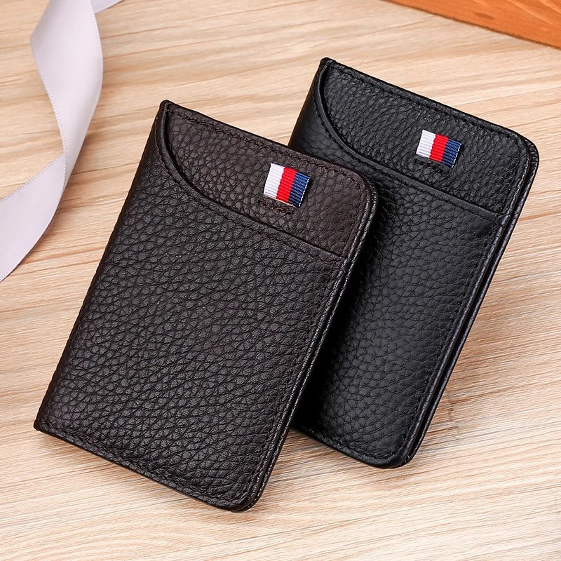 Ultra thin Leather Case For Card Holder Men, Multi card Slot, Driver's License Case black