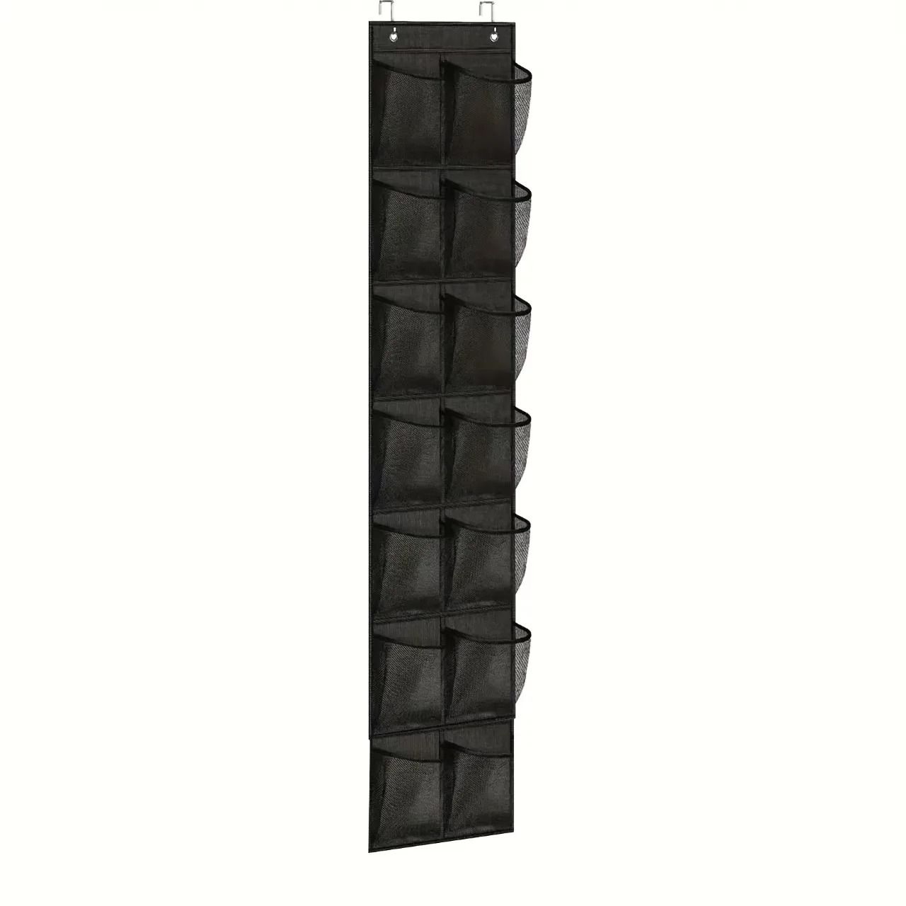 Over The Door Shoe Rack Hanging Organizer With Large Mesh Pockets black (14 Grids)