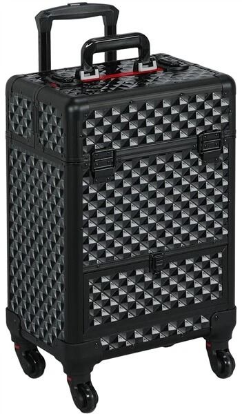 Large Makeup Train Case With Drawers, Professional Aluminum Travel Cosmetic Case, Rolling Organizer For Beauty Tools Large Makeup Train Case With Drawers, Professional Aluminum Travel Cosmetic Case, Rolling Organizer For Beauty Tools