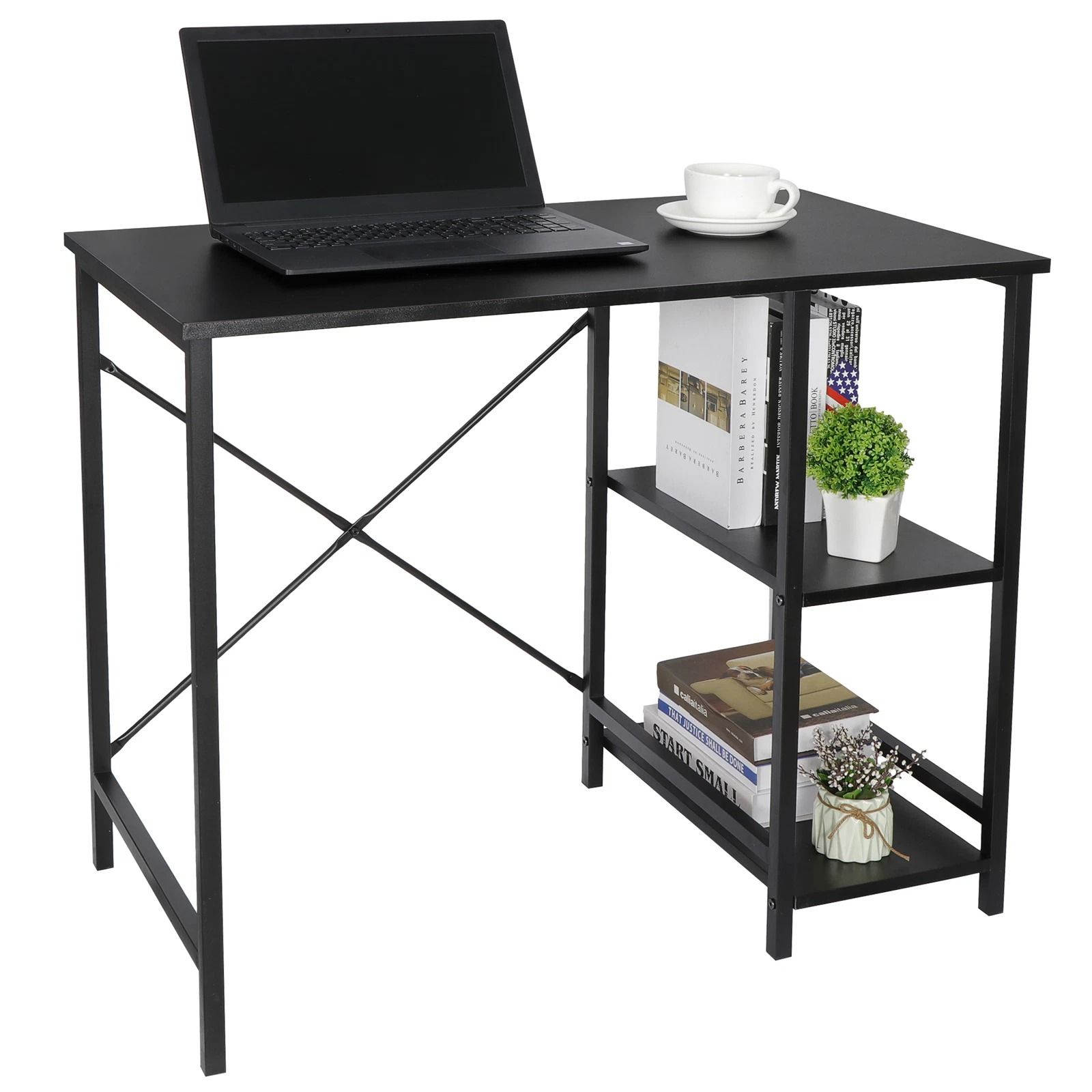 Modern Wood Computer Desk, Two Tier Shelves For Laptop, Study Table For Home Office Use Modern Wood Computer Desk, Two Tier Shelves For Laptop, Study Table For Home Office Use