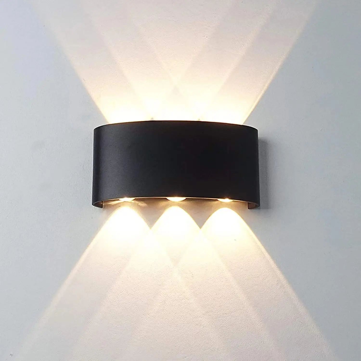 Modern LED Up Down Wall Sconce Waterproof Indoor Outdoor Accent Light 6w Black cool White(5500 7000k) no Waterproof