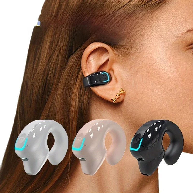 Bone Conduction Headset Wireless Bluetooth Earphone Clip With Mic Noise Canceling High Quality TWS Auriculares black