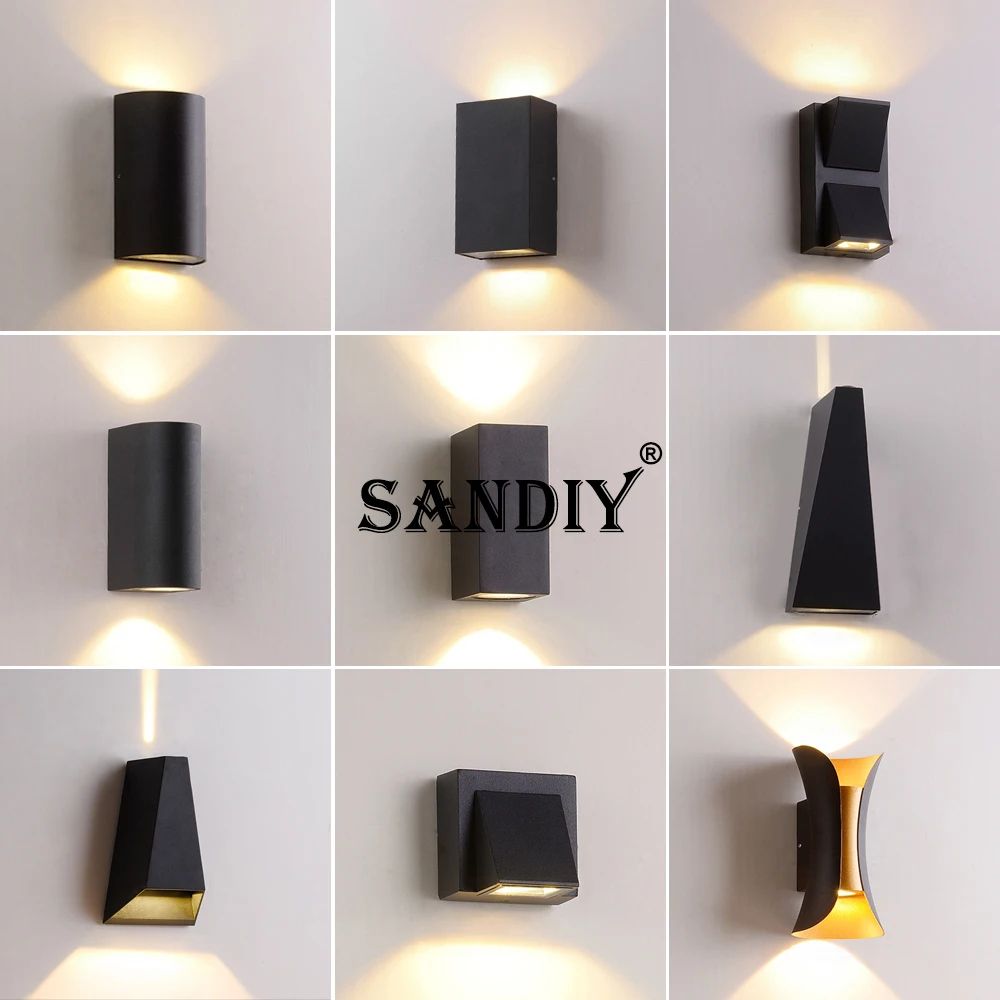 SANDIY IP65 Outdoor LED Wall Lamp Up Down Exterior Light 68x80 H150mm 6w Warm Light