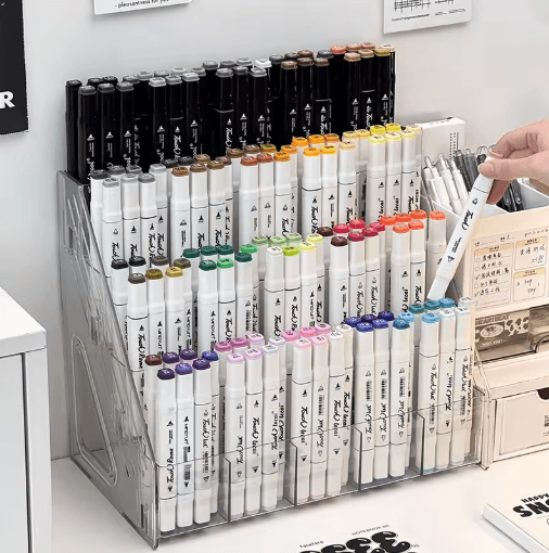 Large Capacity Staircase Desk Storage Box With Multi Compartment Pen Holder 5 Layers (25 Grids)